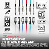 1/4-Inch TRS (Stereo) to XLR Male Multi-Colored Balanced Cables Metal Connectors (6 Pack)